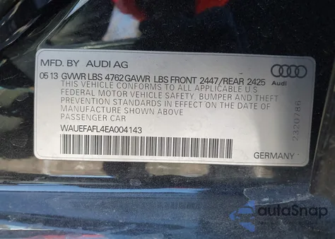 2014 Audi A4 2.0T Premium z USA, uszkodzony, nr VIN WAUEFAFL4EA004143